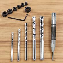 UNISURE 1 Set 14pcs Multi-Size Depth Stop Alloy Drill Bit Set (Includes 5pcs Drill Bits + 7 Depth Stop Rings + Wrench + 4" Black & White Center Punch), Minimalist Cylindrical Design With Depth Stop Rings, Drilling And Hole Opening Auxiliary Tool, Suitable For Construction, Home Decoration And Father's Day Gift - Limit Ring + Drill Bit + Center Punch - View 8