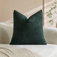 1/2pcs Set Cushion Covers, Dark Green Corduroy Striped Pattern, Decorative Cushion Covers, Sofa Cushions, Sofa Cushions, Decorative Cushion Covers, Office, Living Room - Dark Green - View 10