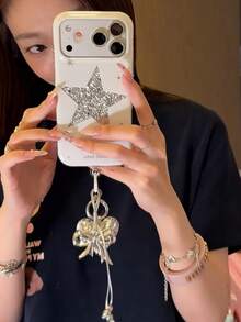 Ins Style Apple 17 Phone Case Sweet Cool Star Pendant Compatible With Apple 17 Pro Max Phone Case 16 Acrylic Protective Cover 18 Pro Max Korean Gentle Style 15 New 18 - White - View 3