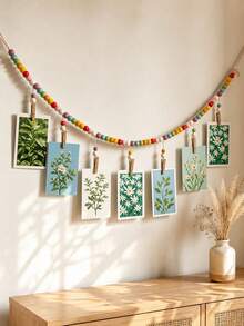 1PC Bohemian Style Macaron Wooden Bead Photo Hanging Ornament With Clip, Colorful Wall Photo Display For Home Decor, Suitable For Bedrooms, Dormitories, And Living Rooms - Multicolor - View 3