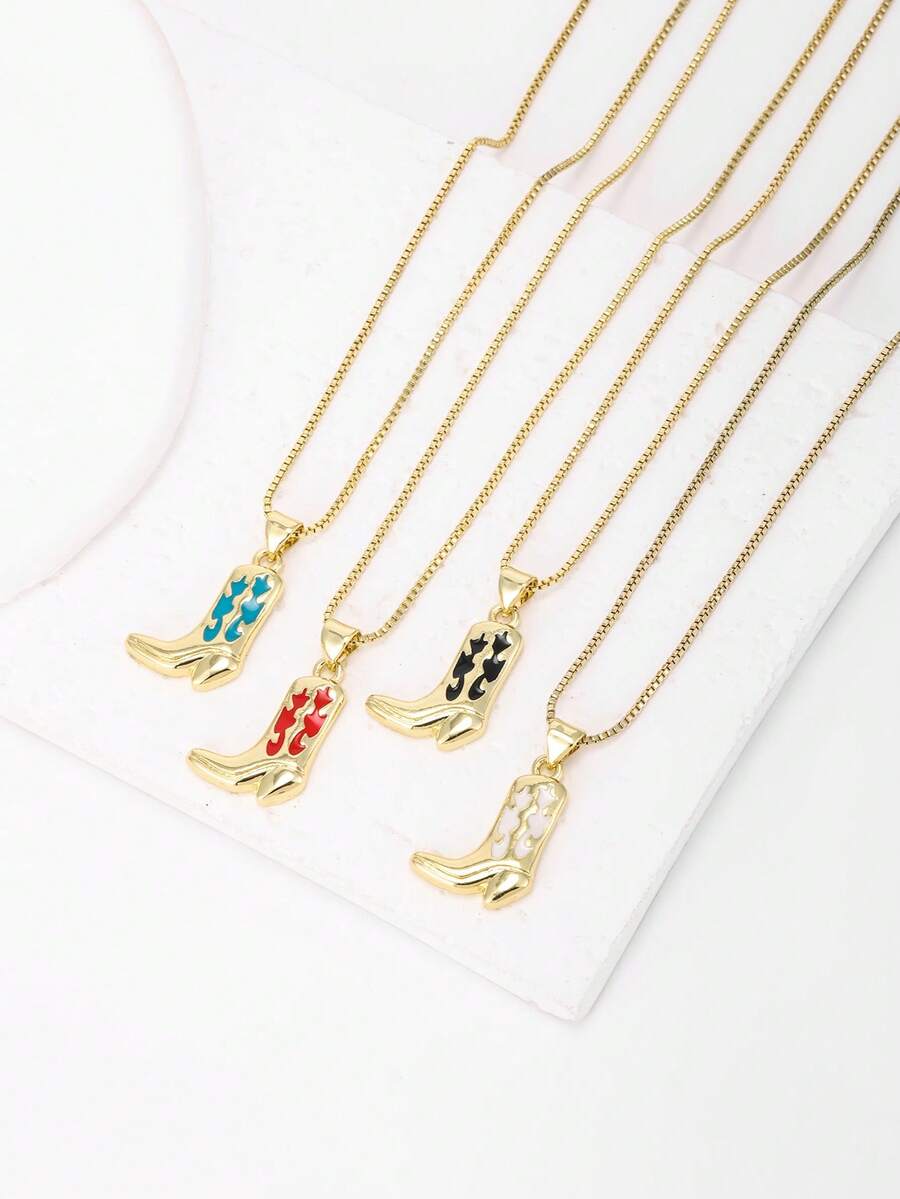 1pc 18K Gold Plated Copper Shoe Shaped Pendant Necklace, Luxury Minimalist Jewelry Gift For Women - Pendant Necklace - View 1
