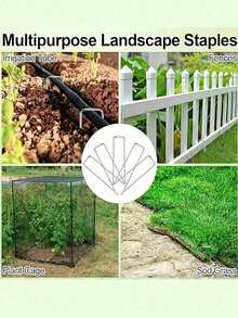 50pcs Landscape Stakes And Washers Set, Garden Stakes Made Of Galvanized Steel, Heavy Duty U-Shaped Lawn Nails, Suitable For Ground Cover, Orchard, Yard And Tent. - Garden U-shaped Ground Stakes - View 7
