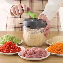 Alat Pemotong Sayuran Manual, Penggiling Daging, Penghancur Bawang Putih Multifungsi, Pencincang Bawang Putih, Pembuat Puree Bawang Putih, Pemotong Sayuran, Pengolah Makanan Bayi - Grey - View 2