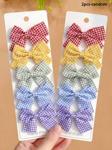 2/6/10pcs/Set Plaid Fabric Bow Hair Clips, Sweet Hair Accessories - Suitable For Women And Girls, Applicable For Daily, School, Vacation, Dating - Multicolor - View 12
