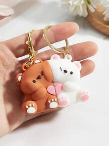 Cute Bear Couple Keychains,Matching Key Rings,Best Friend Accessories,Bag Charms,Car Keychain Lanyards.Everyday Outfits,Festival,Birthday,Gifts. - Multicolor - View 2
