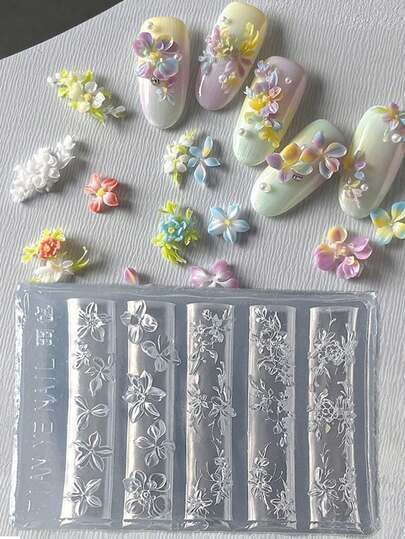 1pc Floral Cute Vintage Flower Nail Art Silicone Mold Suitable For Various Scenes Nail Art DIY Auxiliary Tool