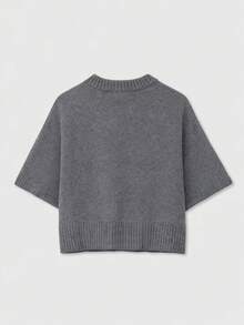 YROOE 女款秋冬春夏新款服飾 日常通勤/休閒舒適/慵懶隨性/居家日常穿著 歐美風時尚短袖圓領休閒針織毛衣 - 彩色 - 查看 2