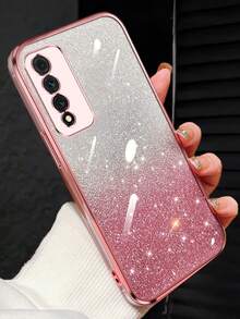 MewTrek Luxury Electroplated Phone Case With Rhinestones, Glitter And Sequins, New Fashion Silicone Shockproof Protective Soft Shell, Compatible With IPhone, Galaxy, Honor, MOTO - Pink - View 7