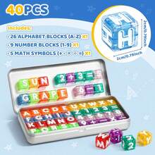 Kids Magnetic Letters & Numbers - Transparent Magnetic Cubes With Letters and Corners - View 1