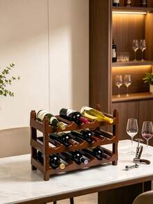 Three‑Tier Large‑Capacity Wine Rack, Capable Of Holding Multiple Bottles Of Red Wine Horizontally, Stable And Space‑Saving. Suitable For Home Living Rooms And Bar Counters. Dust‑Proof To Protect Wine, Easy To Access. - Random Color - View 8