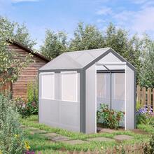 8 X 6 X 7 Ft Outdoor Walk-In Tunnel Greenhouse With Roll-Up Windows And 2 Zippered Doors, Weatherproof Plant Cover For Garden Backyard, Portable Clear PVC Greenhouse Tent For Seedlings And Vegetable Growing, Gray - 95.75 X 70.75 X 90.5 - View 2