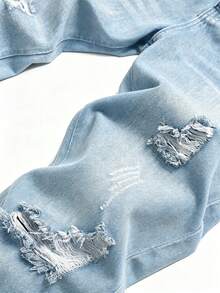 Jeans desgastados rotos para hombre, estilo relajado, mezclilla transpirable, no causa incomodidad en uso prolongado, ideal para todo el día, envío  México UDPJN - Azul - Ver 3