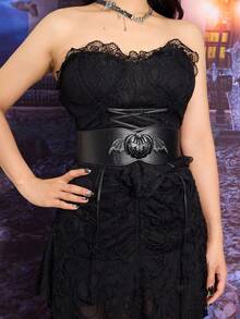 1pc Dark Black Punk Style Rhombus Pumpkin Bat Accessory Waist Cincher Suitable For Halloween Party - Black - View 1