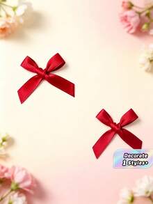 50 piezas/100 piezas Juego de lazos de cinta roja - Adecuado para decoración de envolver regalos, pinzas para el cabello de fiesta de boda, suministros hechos a mano para todas las estaciones - lazo de cinta de 4 cm - Ver 6