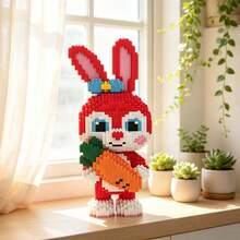 2200pcs Colorful Rabbit Building Blocks, Creative Cute Red Carrot Series, Desktop, Countertop Decoration Ornament, Small Particle Construction Stress Relief Toy, Birthday, Halloween, Christmas Gift. For Family, Classmates, Friends, Couples. - Multicolor - View 5