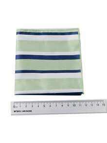 ZLQ&GOU 2 PCS 7cm Sage Green Striped Men's Tie Set, Polyester Jacquard Set Includes Tie And Pocket Square, Suitable For Party Events And Matching With Shirts - Mint Green - View 5