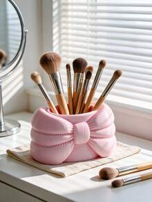 1pc Cute 3D Bow Makeup Brush Holder, Elegant Vanity Cosmetic Storage Box, Desktop Lipstick Holder, Suitable For Dormitory And Bedroom Decor - Multicolor - View 7