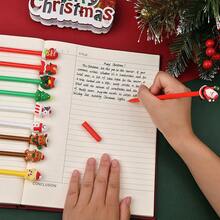 Mixed Christmas Cartoon Gel Pens, Cute Santa Claus Design, Black Ink Ballpoint Pens, Suitable For Elementary School Students Stationery - Multicolor - View 6