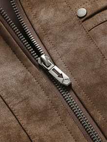 Men's Winter Long Sleeve Turn Collar Jacket, Suitable For Daily Commute, Vacation, Gift Giving - Coffee Brown - View 7