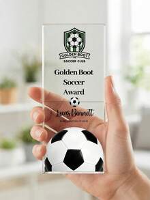 1pc Customized Engraved Acrylic Sports Trophy With Logo And Text, Personalized Commemorative Award Plaque, Suitable For Basketball Football Golf League Championship Award Ceremony, Athlete And Sports Club Team Honor Trophy - Multicolor - View 12