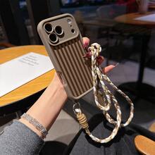 1件條紋圖案棕色防摔手機保護殼，TPU材質，可作為節日禮物，適用於Apple手機Xs/Xsmax/Xr/11 12 13 14 15 16pro/Promax/14 15 16plus/17，男女通用 - 彩色 - 查看 3