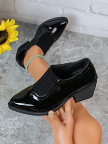 Spring/Autumn Casual Fashion Versatile Chunky Heel Slimming Japanese Style Women's Shoes - Black - View 1