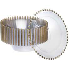 Pcs Plastic Dinner Plates Bowls Disposable Plastic Fancy Heavy Duty Party Dishes 12 Oz Clear And Gold Bead Bowls - Clear Gold Beaded Collection 12 oz Bowls - View 3