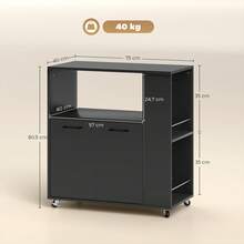 HOMCOM Chariots de rangement - Noir - Voir 3