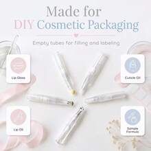 5pcs 3ml Empty Refillable Applicator Pens, Cosmetic Dispensing Containers With Brush Tips, Portable Liquid Makeup Pens For Lip Oil, Essence & Nail Care, Travel Beauty Accessories - View 5
