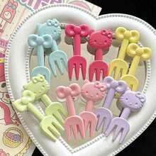 Sanrio 10pcs Hello Kitty Cute Fruit Forks, Party Dessert Forks, Suitable For School And Various Occasions, Reusable, Suitable For Fruit, Cake, Ice Cream - Summer Tableware, Lunch Box, Plate Decoration, Restaurant - Home, Outdoor Picnic - A - View 7