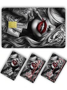 1pc Tattoo Style Women's Credit Card Sticker Privacy Protection Card Skin, Personalized Holiday Gift PVC Material Anti-Fingerprint Anti-Scratch Wear-Resistant Card Sleeve, Suitable For Small Chip Cards, Bank Cards, Credit Cards, Transportation Cards, Student Campus Cards Personalized DIY - Multicolor - View 8