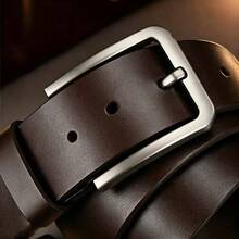 Casual Men's PU Leather Belt, Square Minimalist Alloy Buckle, Suitable For Work, Daily Wear And Gatherings - Brown - View 2