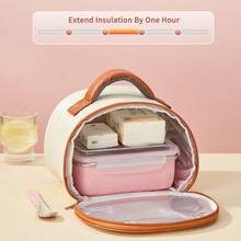 2-Compartment 304 Stainless Steel Lunch Box With Spoon, 530/850Ml Microwave Heatable Bento Box, Reusable Fruit Salad Food Container, Sealed Leak-Proof Lunch Container, Suitable For Students & Adults To Use At School, Office,Back To School - Multicolor - View 8