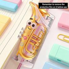 4pcs Musical Instrument Shaped Ruler With Beaded Chain, Transparent Portable Pocket Ruler/Handheld Ruler, Cute Cartoon Style Stationery, Can Be Hung On Backpack Or Pencil Case, Very Convenient Measuring Tool - Sets - View 3
