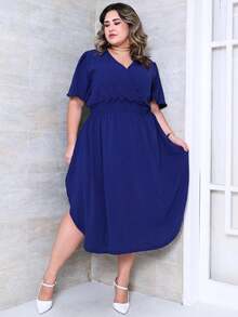Plus Size Dresses - Navy Blue - View 5