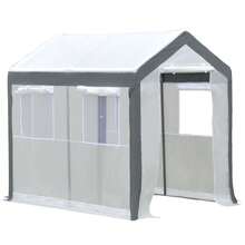 8 X 6 X 7 Ft Outdoor Walk-In Tunnel Greenhouse With Roll-Up Windows And 2 Zippered Doors, Weatherproof Plant Cover For Garden Backyard, Portable Clear PVC Greenhouse Tent For Seedlings And Vegetable Growing, Gray - 95.75 X 70.75 X 90.5 - View 9