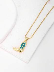 1pc 18K Gold Plated Copper Shoe Shaped Pendant Necklace, Luxury Minimalist Jewelry Gift For Women - Pendant Necklace - View 6