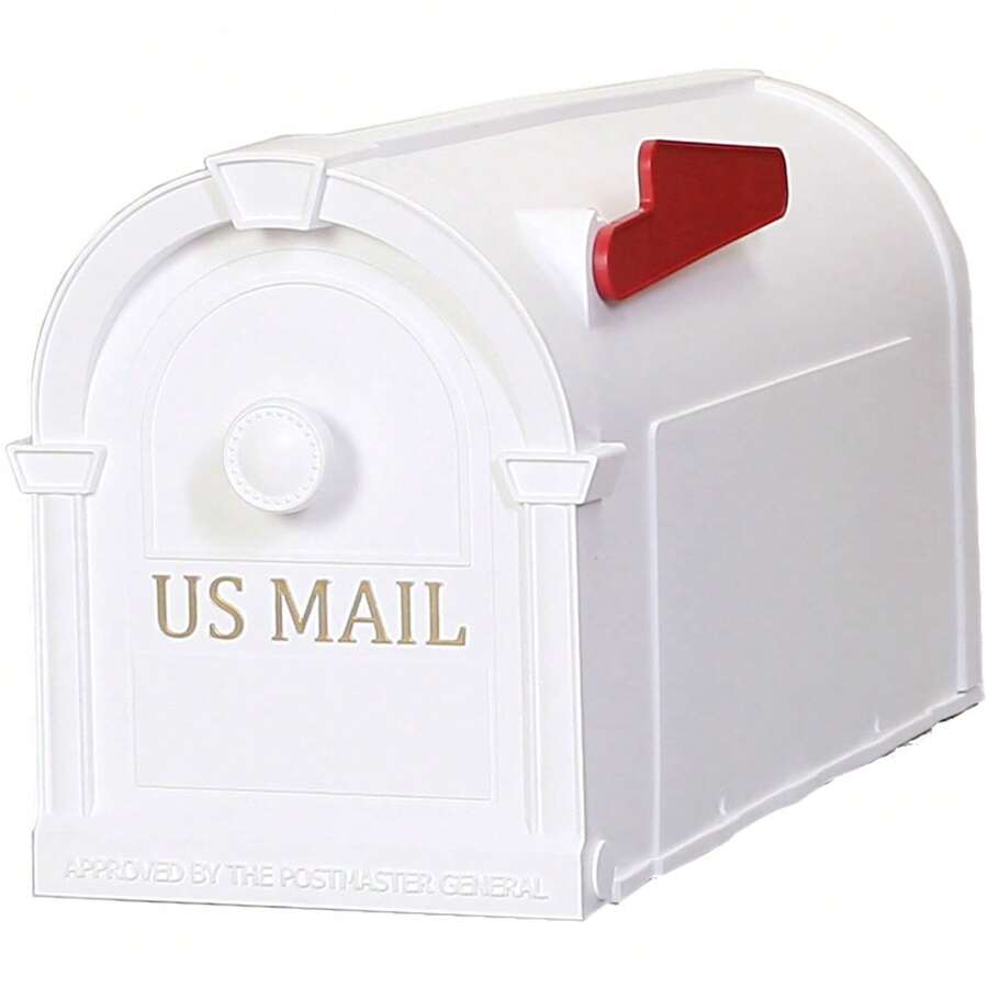 Medium White Plastic Post Mounted Mailboxes - AsPic - View 1