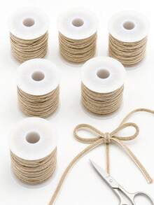 Natural Vintage Jute Rope Gift Wrapping Ribbon Bow Handmade Burlap Rope Coarse Linen Cloth Party Wedding Decoration Supplies, Christmas Valentine's Day - Multicolor - View 9