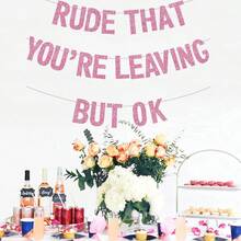 "You're Leaving Too Rudely But It's Okay" Banner, Colleague Farewell Decoration, Graduation/Retirement/Farewell/Send-Off Party Decor, Black Sequin - Multicolor - View 5