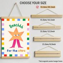 1pc Reach For The Stars Nursery Wall Art, Cute Star Print Canvas Painting, Inspirational Quote Poster For Boys And Girls Bedroom, Unframed/Framed/Hanging Decor - Multicolor - View 9