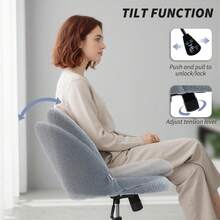 Teddy Fleece Office Chair With Wheels - Light Pink On-Site - Charcoal Grey + Fleece - View 5
