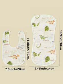 6pcs Soft Comfortable Plain Weave Muslin Burp Cloths For Baby Boys & Girls, U-Shaped Bibs & Burp Cloth Set, Pure Cotton Gauze Multi-Use Towels - Multicolor - View 6