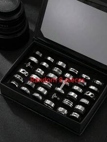 Set Cincin Stainless Steel Gaya Punk Gelap 8/10/12/20/30pcs, Elemen Laba-laba, Kelelawar, Salib, Angka Romawi, Cocok untuk Pemakaian Sehari-hari dan Aksesori Liburan, Tersedia Berbagai Gaya - MultiWarna - View 14