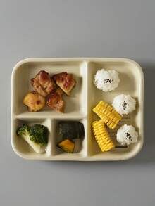 DearDali 1pc Minimalist 4-Compartment Ceramic Plate, Thickened Wear-Resistant Easy To Clean Portion Control Plate, Cream INS Style Dinnerware, Suitable For Kids Complementary Food, Lunch, Weight Loss Portioning Or Back To School Season - View 7