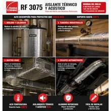 Aislante Térmico Y Acústico de Fibra de Vidrio Con Aluminio, 3 metros x 122cm x 1.5 pul Owens Cornig altas temperaturas tuberias boiler escapes rf 3075 techos ductos aire acondicionado - como en la imagen - Ver 4