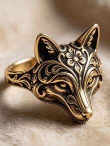 1pc Oxidized Silver Hollow Floral Scroll Fox Hair Band, Exquisite Carved Gothic Style Casual Accessory, Unisex, No Packaging Box - Gold - View 6
