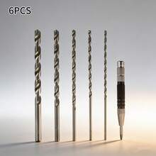 UNISURE 1 Set 6PCS 4/5/6/8/10mm Multi-Diameter Extended 200mm Twist Drill Bits + Extended Center Punch Combination, High-Speed Steel Twist Straight Shank Design, Silver-Black Cylindrical With Positioning Tip, Multi-Function Drilling Positioning Tool, Suitable For Home Repair, Industrial Work And Father's Day Gift - 5PC Extended Twisted Drill Bit 200mm + Center Punch - View 8