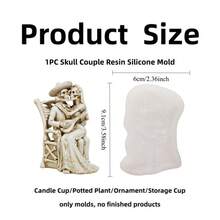 Cubulo 1PC/2PCS Skull Couple Gothic Silicone Resin Mold, Relief Flexible Tear Resistant Silicone, Smooth Easy Demold Casting Mould, Halloween DIY Craft For Gothic Ornament, Spooky Micro Landscape Decor & Handmade Festival Gift - 1PC Skeleton Couple Silicone Mold-wJ0199 - View 7