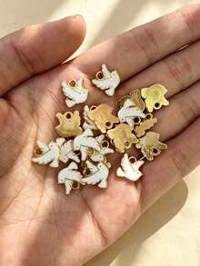 20/50 pièces Charmes d'animaux de pigeon en alliage avec goutte d'huile, matériaux pour collier, boucles d'oreilles, porte-clés faits main DIY - 20 pièces - Voir 2